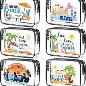 Clear Makeup Bags Gifts - 6 pcs Beach Cosmetic Bags Gifts for Women Teacher Danc